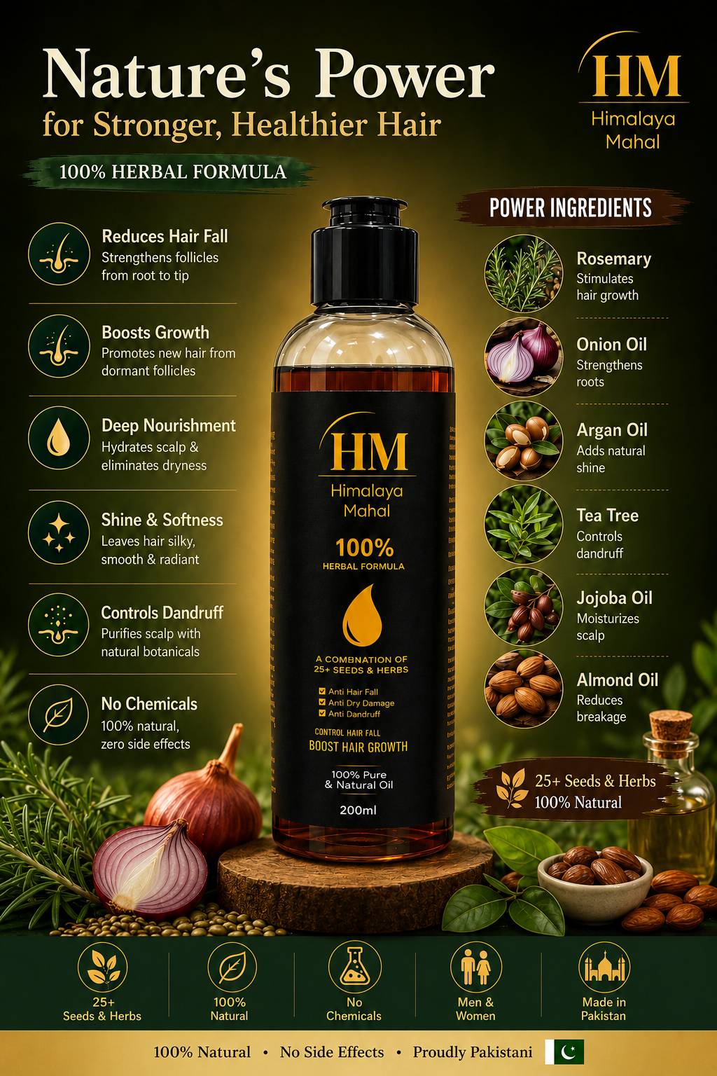 Himalaya Mahal Hair Growth Oil – 25+ Seeds & Herbs Formula | 100% Natural Hair Care