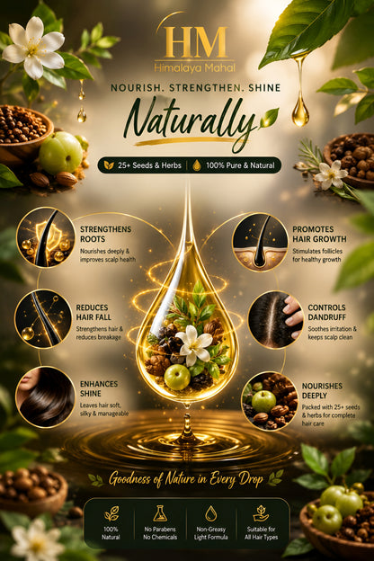 Himalaya Mahal Hair Growth Oil – 25+ Seeds & Herbs Formula | 100% Natural Hair Care
