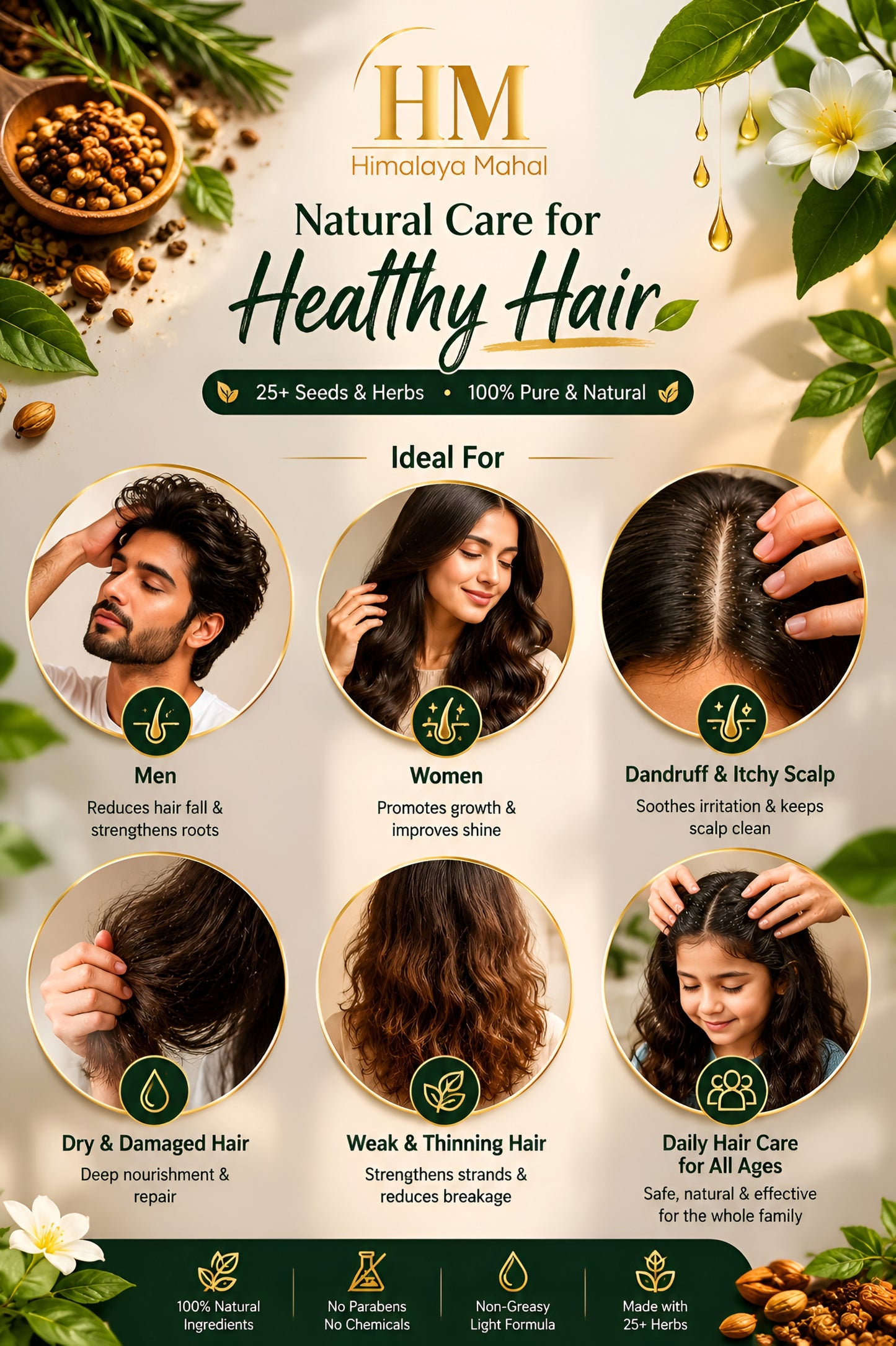 Himalaya Mahal Hair Growth Oil – 25+ Seeds & Herbs Formula | 100% Natural Hair Care